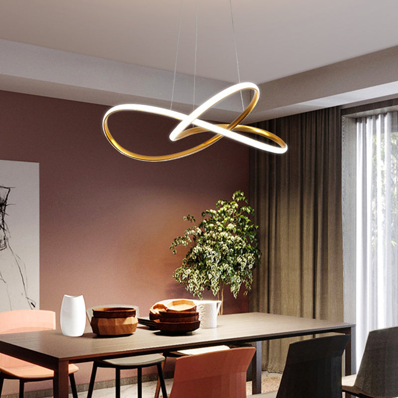 Modern Minimalist Linear Chandelier Light Metal Spiral LED Ceiling Chandelier for Living Room