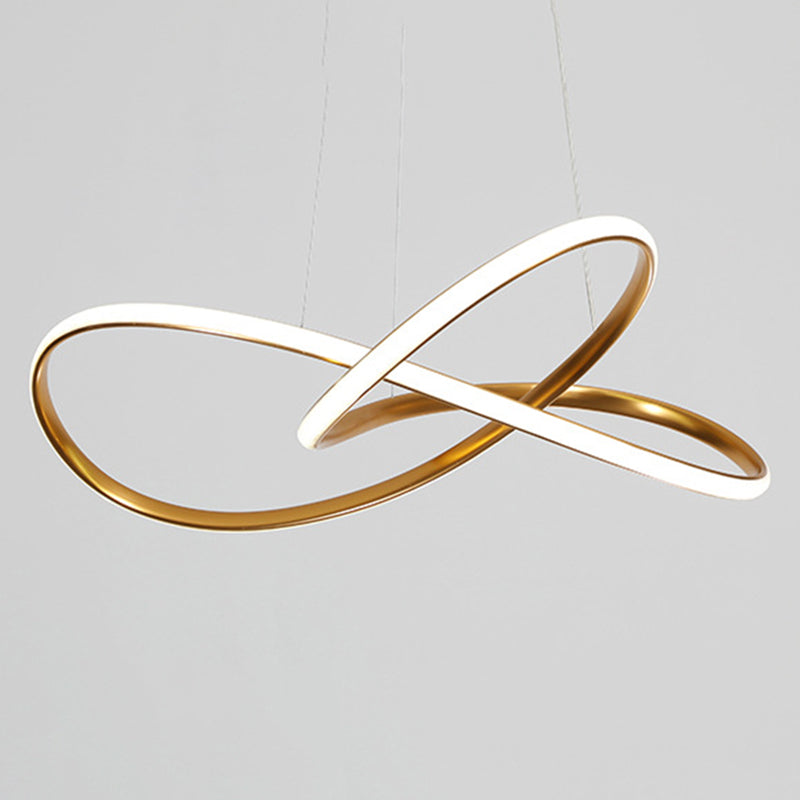 Modern Minimalist Linear Chandelier Light Metal Spiral LED Ceiling Chandelier for Living Room