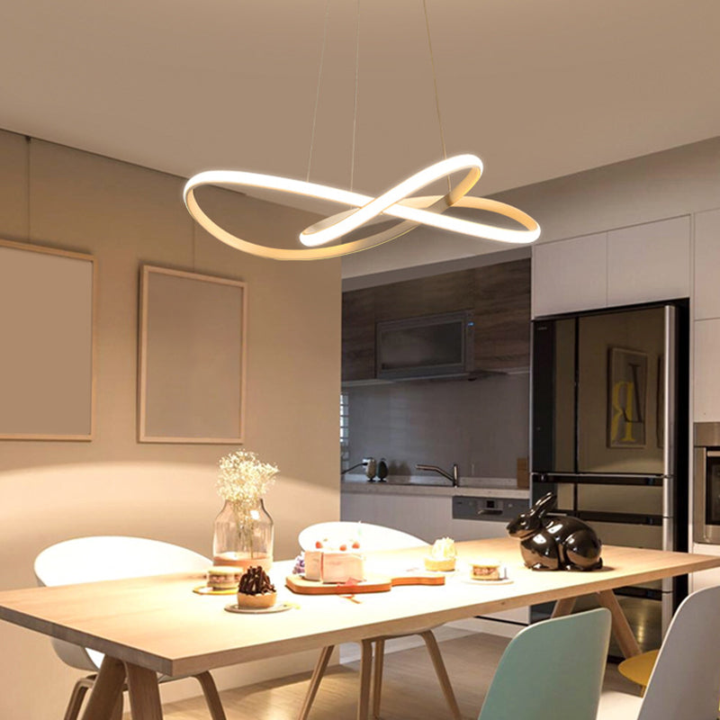 Modern Minimalist Linear Chandelier Light Metal Spiral LED Ceiling Chandelier for Living Room