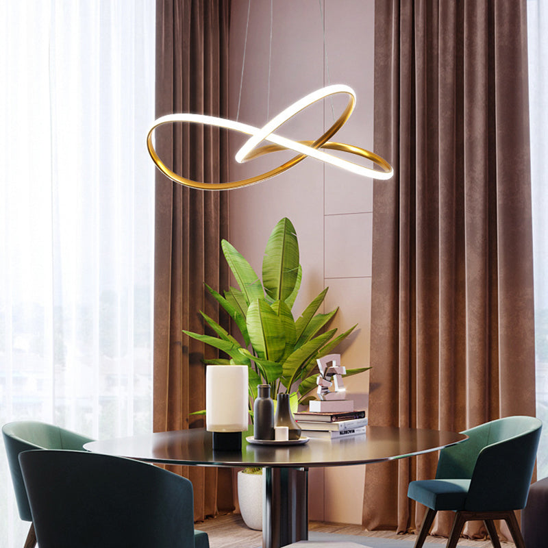 Modern Minimalist Linear Chandelier Light Metal Spiral LED Ceiling Chandelier for Living Room