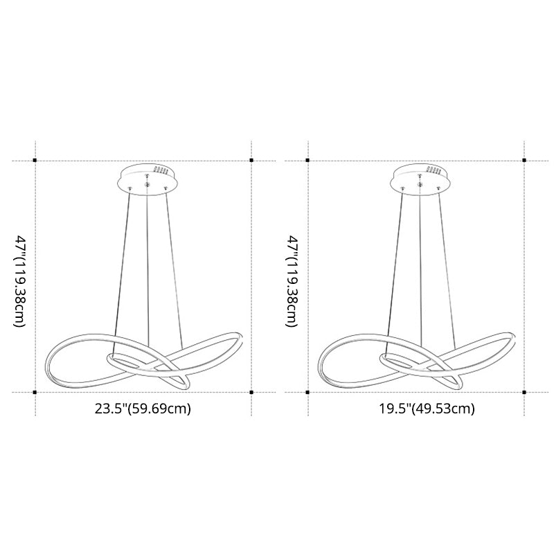 Modern Minimalist Linear Chandelier Light Metal Spiral LED Ceiling Chandelier for Living Room