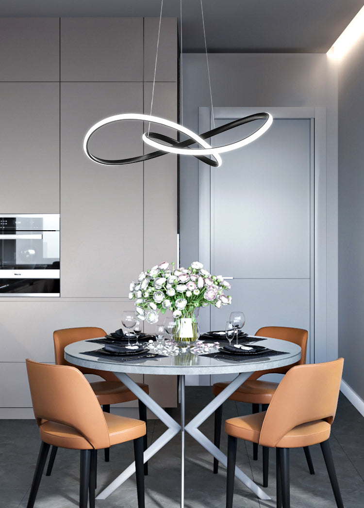 Modern Minimalist Linear Chandelier Light Metal Spiral LED Ceiling Chandelier for Living Room