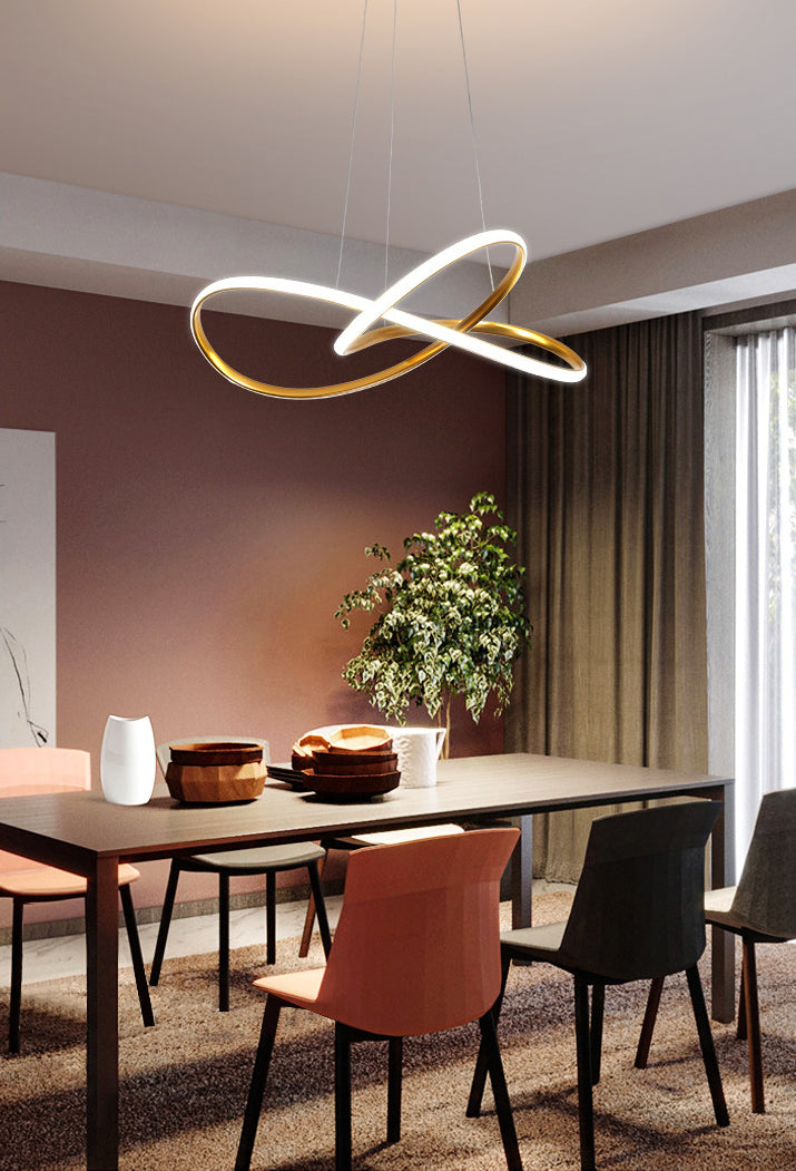 Modern Minimalist Linear Chandelier Light Metal Spiral LED Ceiling Chandelier for Living Room