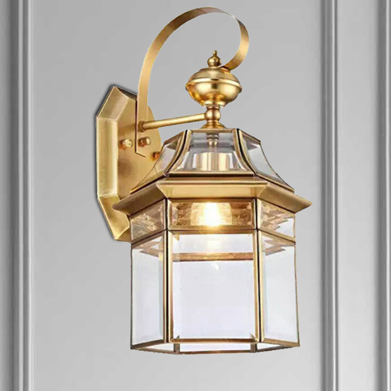 1 Bulb Wall Sconce Traditional Open Bottom Metal Wall Light Fixture in Brass for Living Room