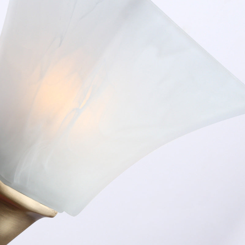 1 Bulb Sconce Light Fixture with Flared Shade Frosted Glass Vintage Style Bedroom Wall Mount Lamp in Gold
