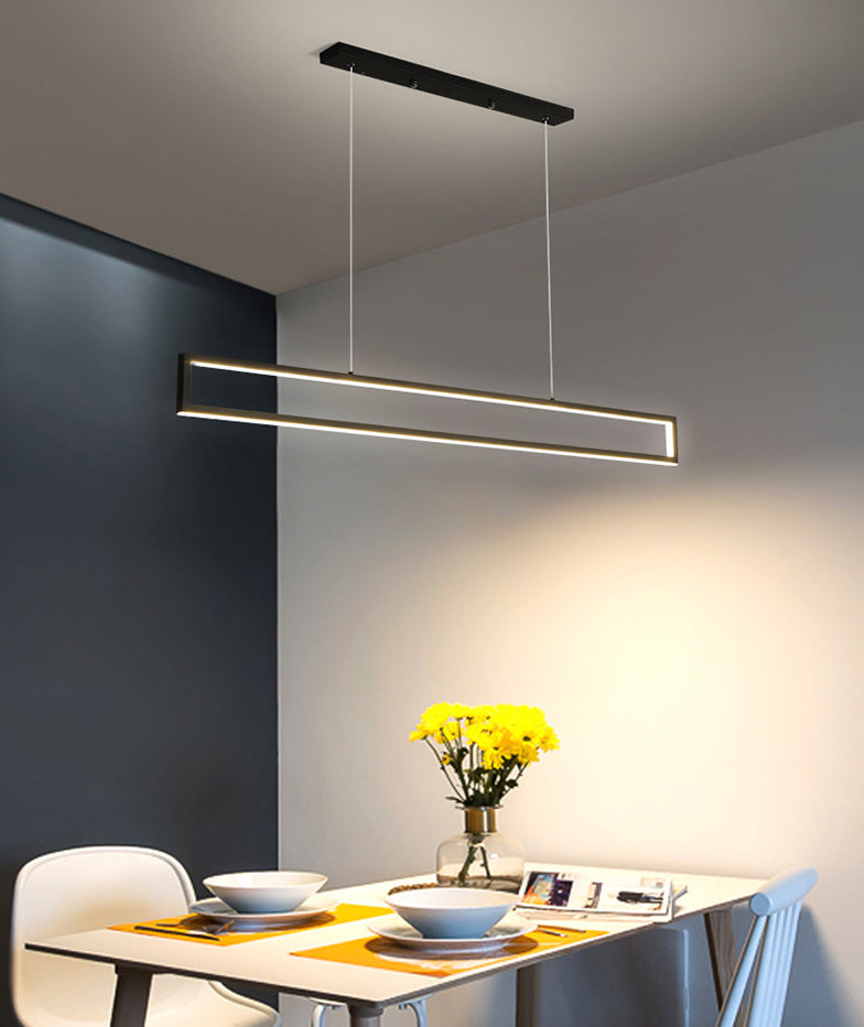 39.3 Inches Length Rectangular LED Island Light Acrylic Shade Modern Simplicity Style Suspended Lamp for Living Room