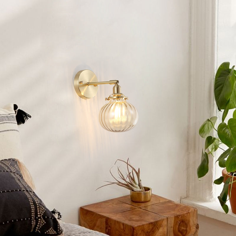 Minimalistische wereldwandlicht Champagne/Clear Prismatic Glass Single SCONCE -verlichtingsarmatuur in goud