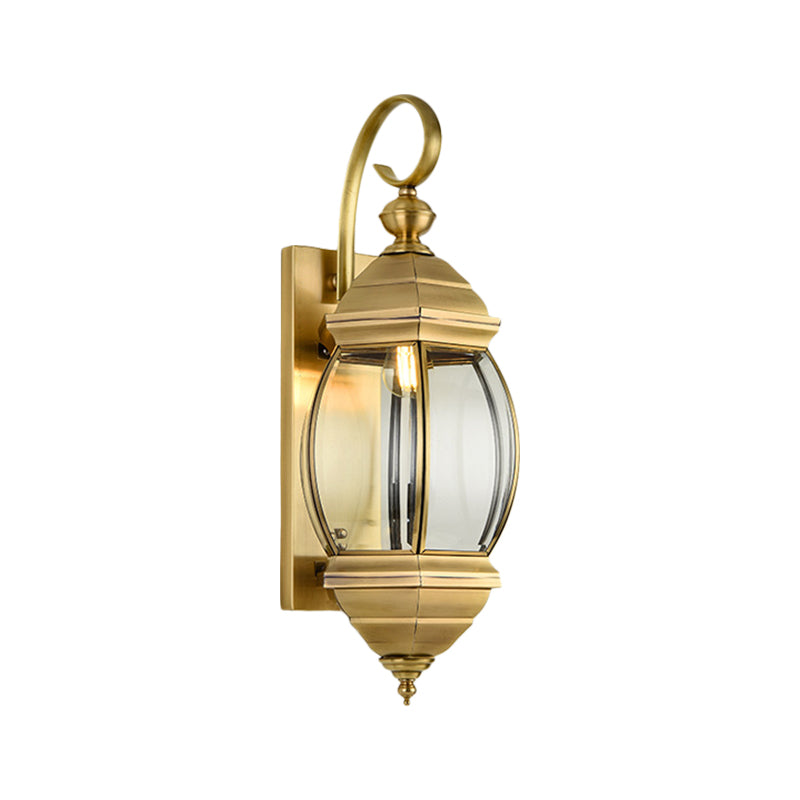 1/3-Head Metal Wall Light Traditionalism Brass Lantern Porch Wall Sconce Lighting, 7.5"/9.5" Wide