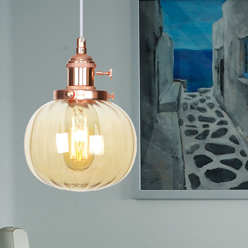 Lampada a sospensione globale Stile vintage Amber/Glass Clear Rested 1 Light Living Living Regolable Affermazione Luce in nero/Bronzo/Brass