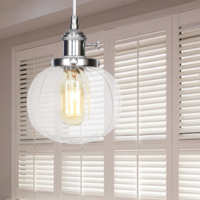 Lampada a sospensione globale Stile vintage Amber/Glass Clear Rested 1 Light Living Living Regolable Affermazione Luce in nero/Bronzo/Brass