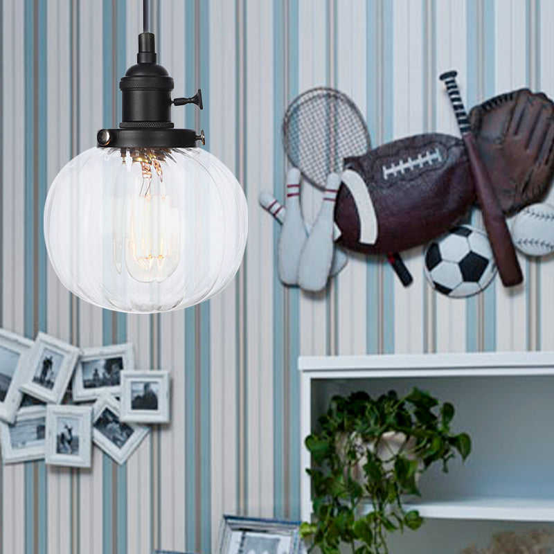 Lampada a sospensione globale Stile vintage Amber/Glass Clear Rested 1 Light Living Living Regolable Affermazione Luce in nero/Bronzo/Brass