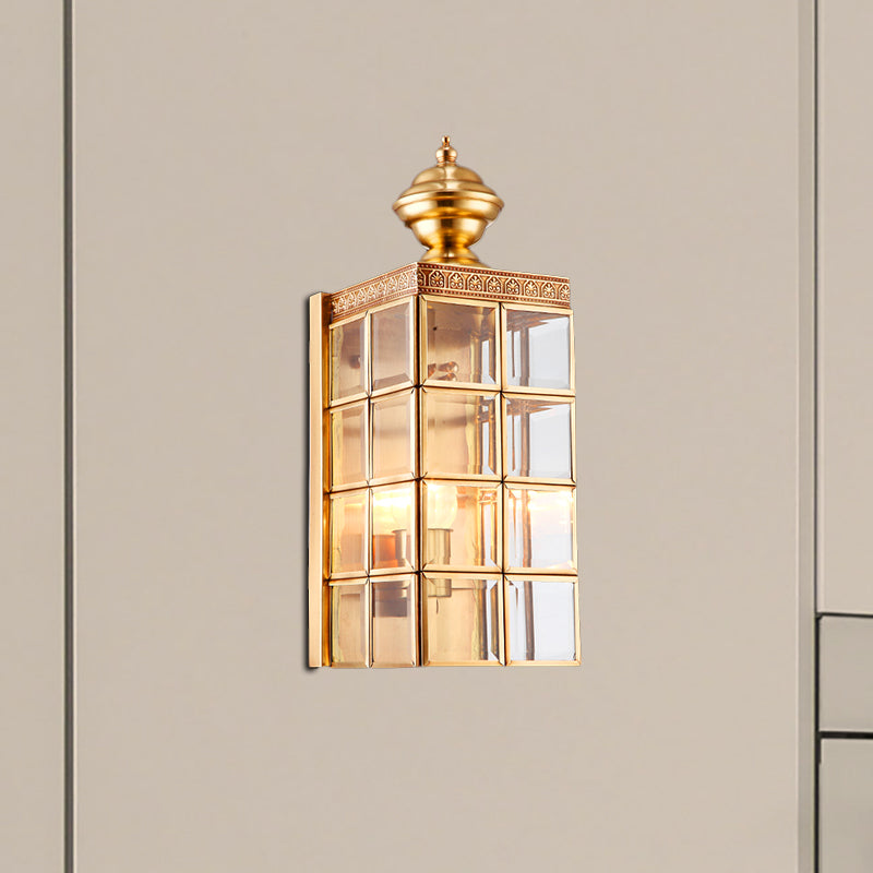 Rectangular Living Room Wall Sconce Traditional Metal 1/2-Bulb Brass Wall Mounted Light Fixture