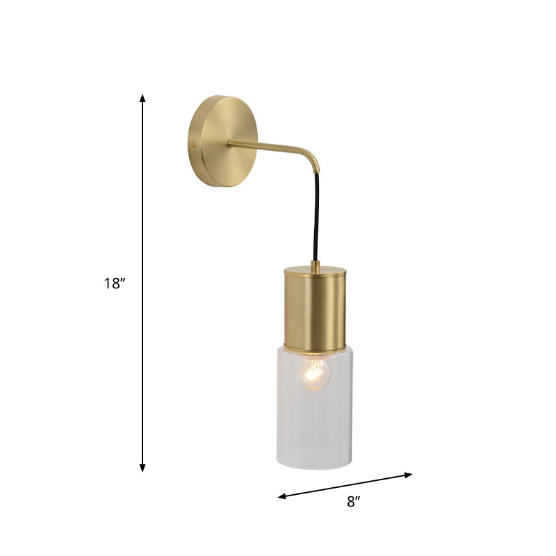 Brass Tube Wall Sconce Light Minimal Single Light Clear Glass Wall Mount Lamp Kit