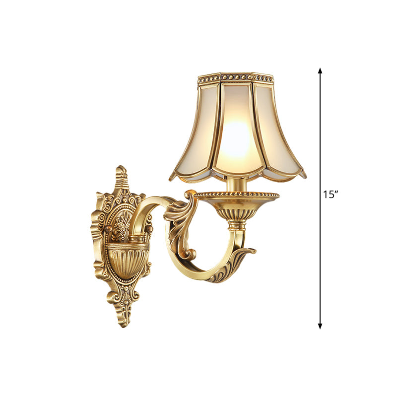 1/2-Head Bell Sconce Light Fixture Traditional Brass Metal Wall Light Sconce for Bedroom