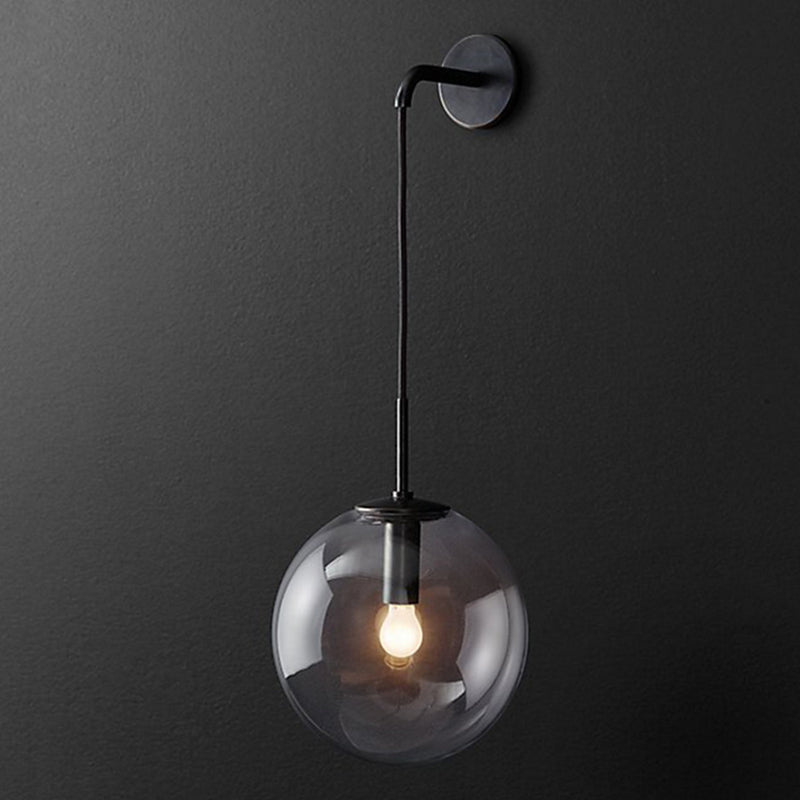 Globe Wall Mounted Lamps Vintage Simplicity Clear Glass Wall Sconce for Bedroom