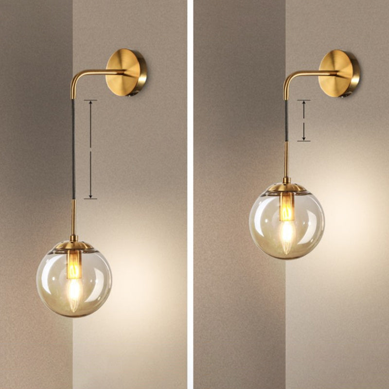 Globe Wall Mounted Lamps Vintage Simplicity Clear Glass Wall Sconce for Bedroom