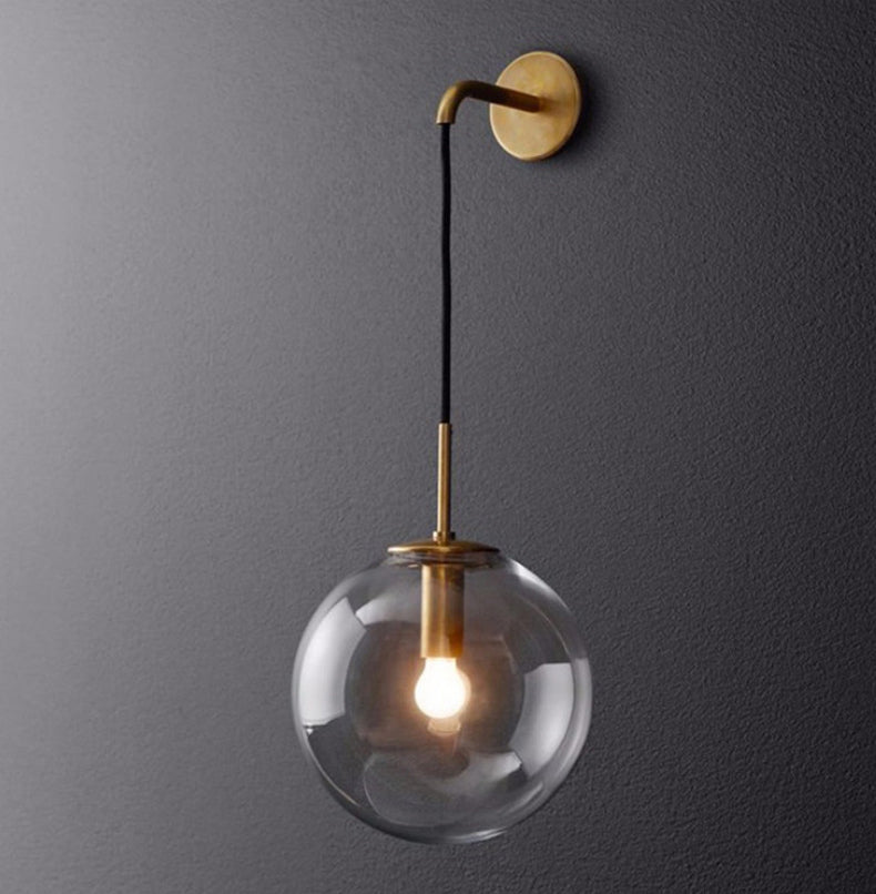 Globe Wall Mounted Lamps Vintage Simplicity Clear Glass Wall Sconce for Bedroom