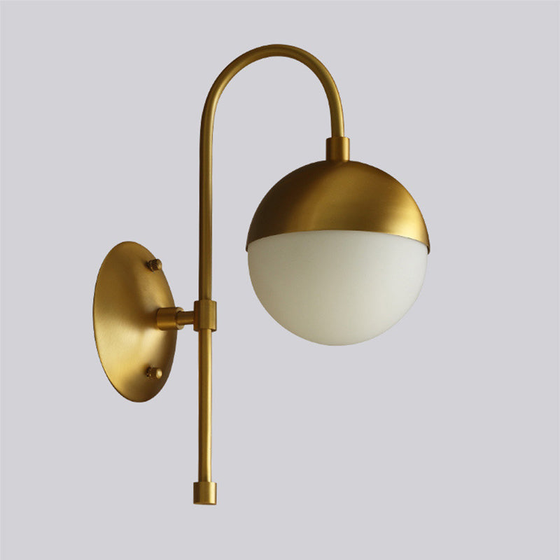 Nordic Simplicity Gooseneck Wall Lights Milky Glass Sconce Light Fixtures for Bedroom