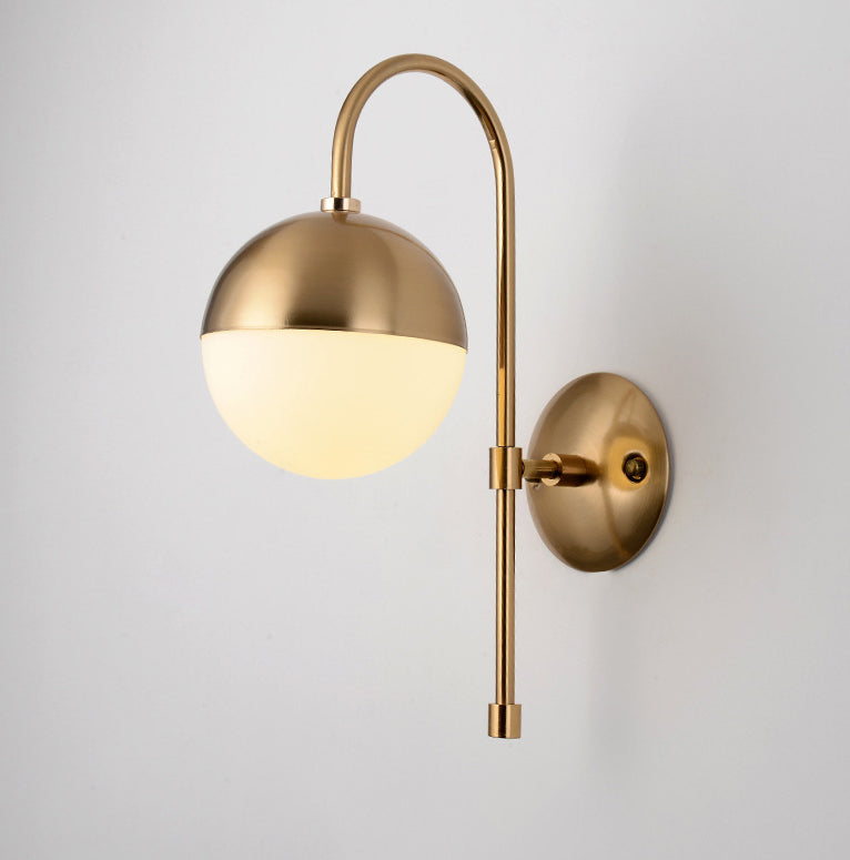Nordic Simplicity Gooseneck Wall Lights Milky Glass Sconce Light Fixtures for Bedroom