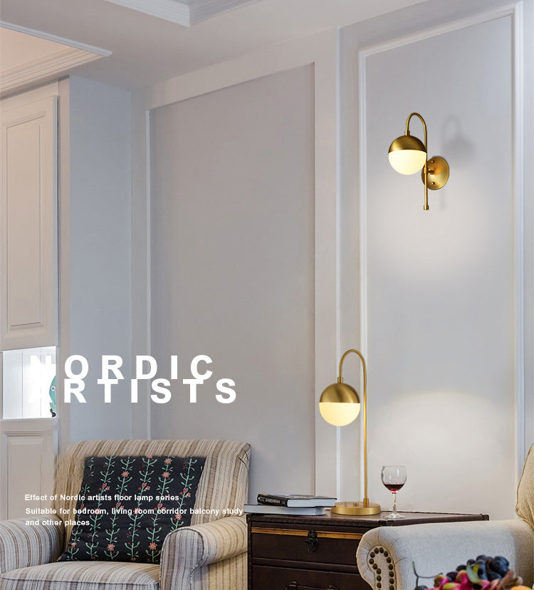Nordic Simplicity Gooseneck Wall Lights Milky Glass Sconce Light Fixtures for Bedroom