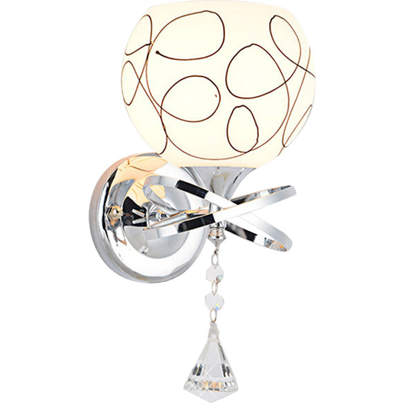 Éclairage de murs sphérique postmoderne éclairage de murs en verre blanc pour chambre