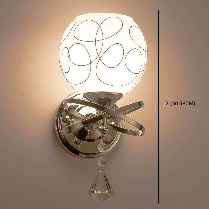 Éclairage de murs sphérique postmoderne éclairage de murs en verre blanc pour chambre