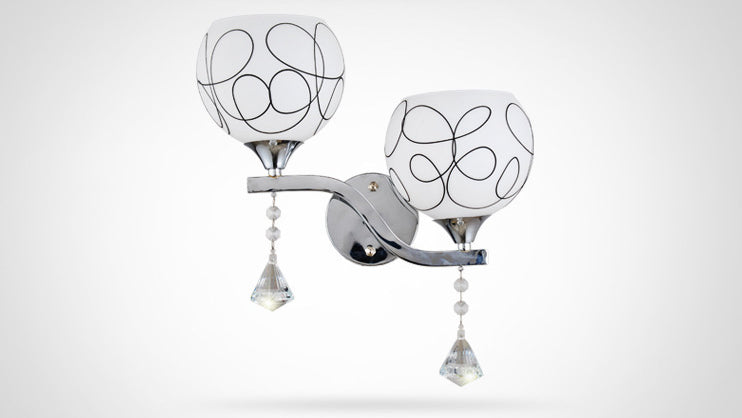 Éclairage de murs sphérique postmoderne éclairage de murs en verre blanc pour chambre