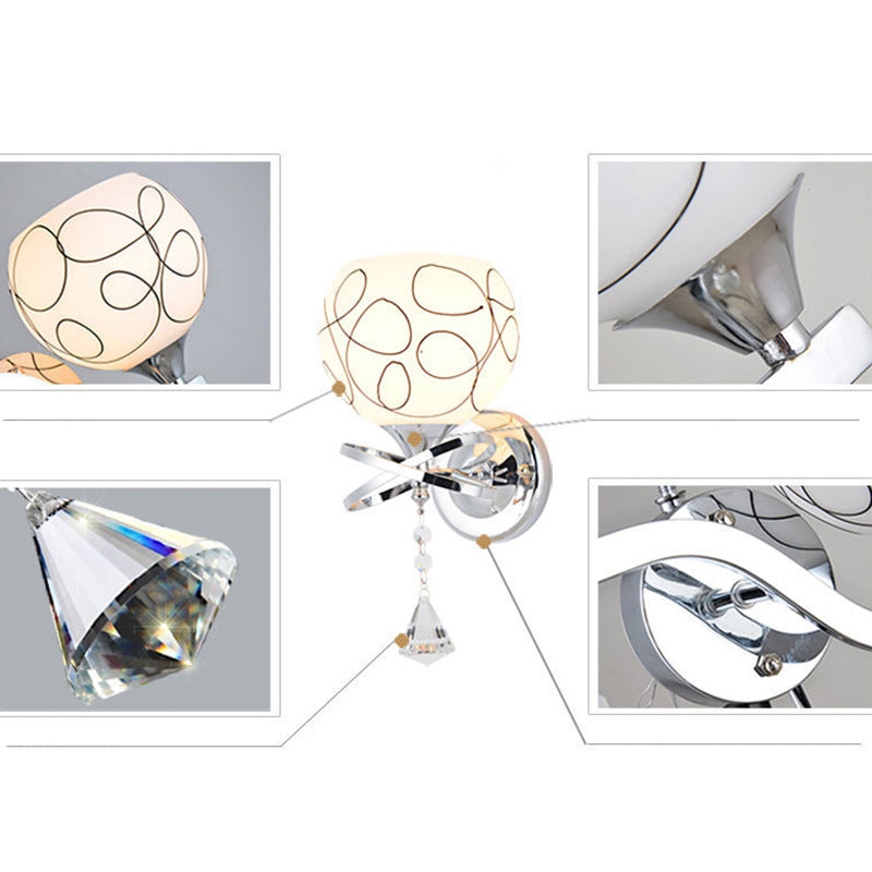 Éclairage de murs sphérique postmoderne éclairage de murs en verre blanc pour chambre