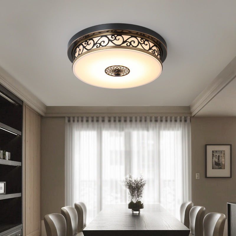 Traditionele stijl glazen inbouw plafondlamp ronde vorm inbouwverlichting voor slaapkamer