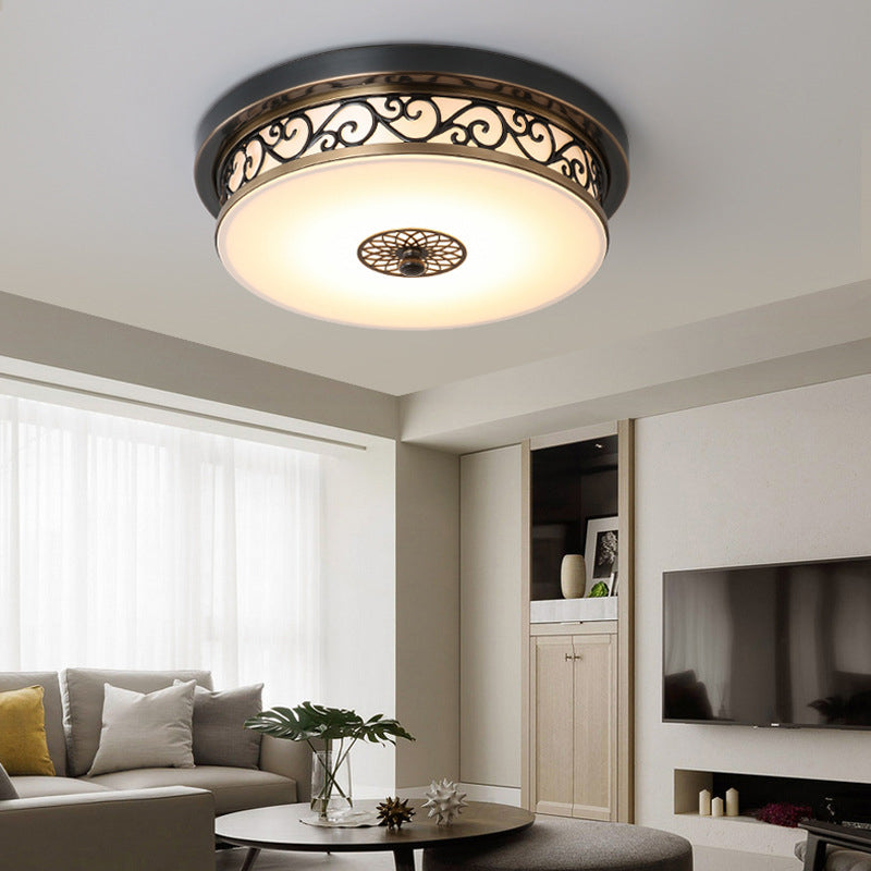 Traditionele stijl glazen inbouw plafondlamp ronde vorm inbouwverlichting voor slaapkamer