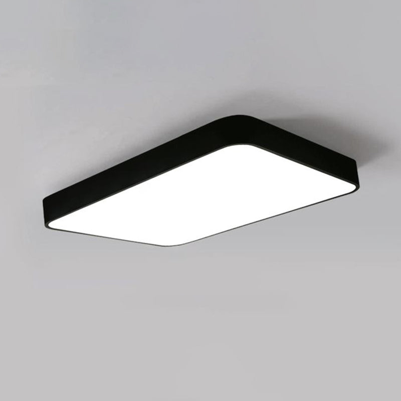 Rectangular Office Flush Lamp Metallic Modern LED Ceiling Mounted Light in Black
