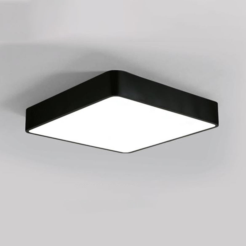 Rectangular Office Flush Lamp Metallic Modern LED Ceiling Mounted Light in Black