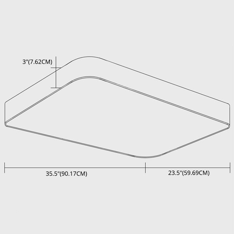 Rectangular Office Flush Lamp Metallic Modern LED Ceiling Mounted Light in Black