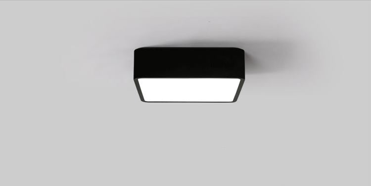 Rectangular Office Flush Lamp Metallic Modern LED Ceiling Mounted Light in Black