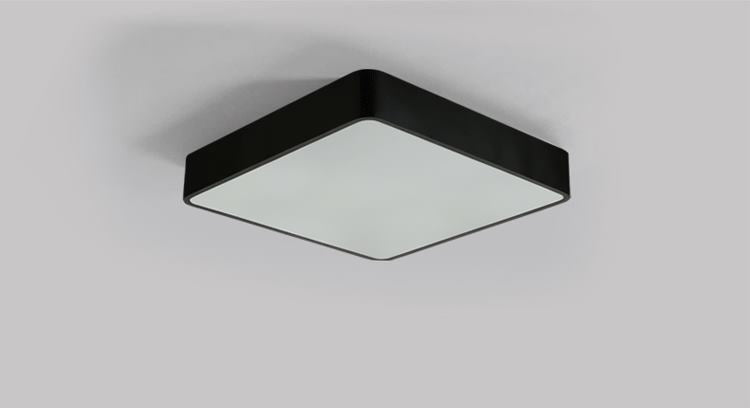 Rectangular Office Flush Lamp Metallic Modern LED Ceiling Mounted Light in Black