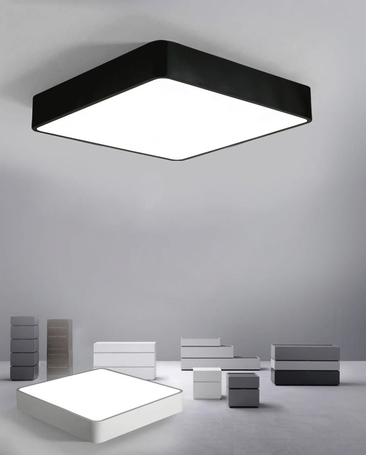 Rectangular Office Flush Lamp Metallic Modern LED Ceiling Mounted Light in Black