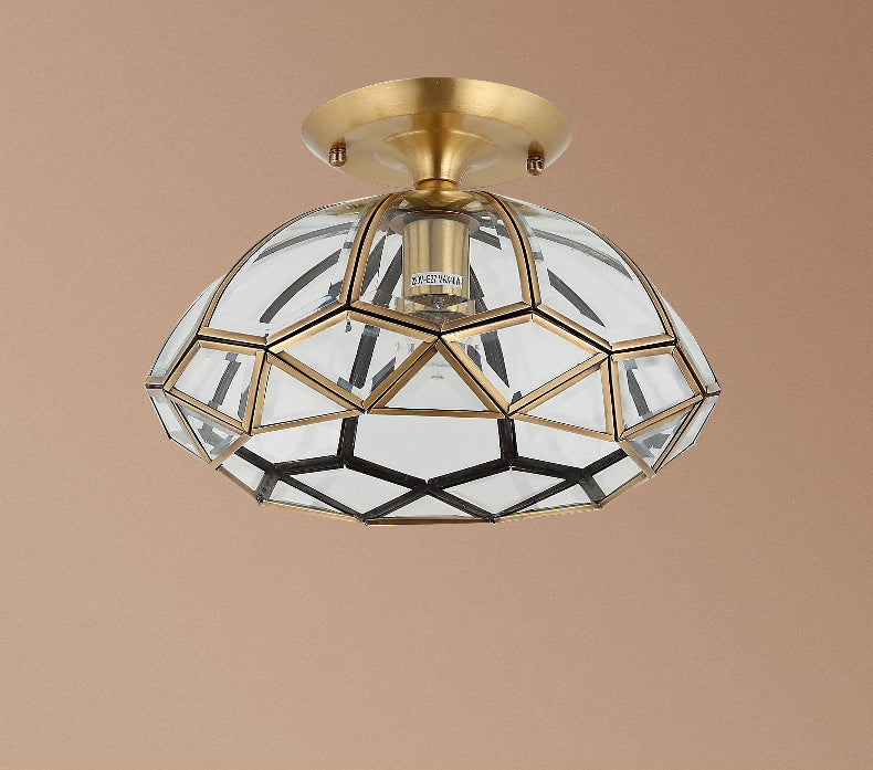 1 Light Bowl Shade Semi Flush Mount Lighting Colonial Style Glass Ceiling Light for Hallway