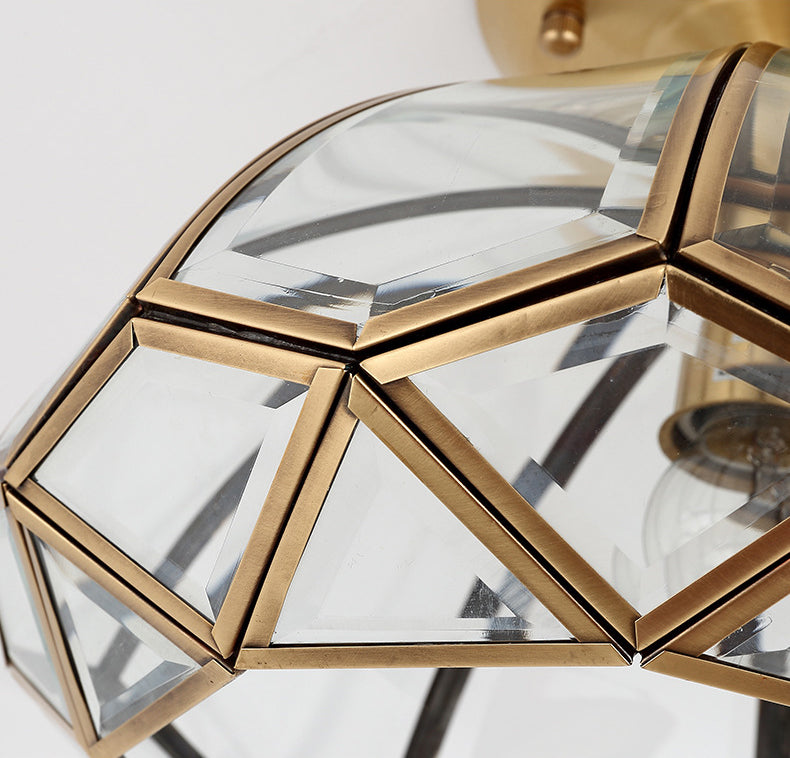 1 Light Bowl Shade Semi Flush Mount Lighting Colonial Style Glass Ceiling Light for Hallway