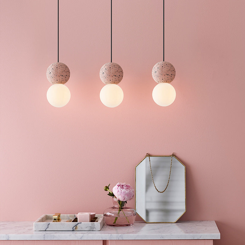 Sfera Camera da letto Accogliente Aiughting Stone Stone Stile Stile sospeso a sospensione Luce a sospensione