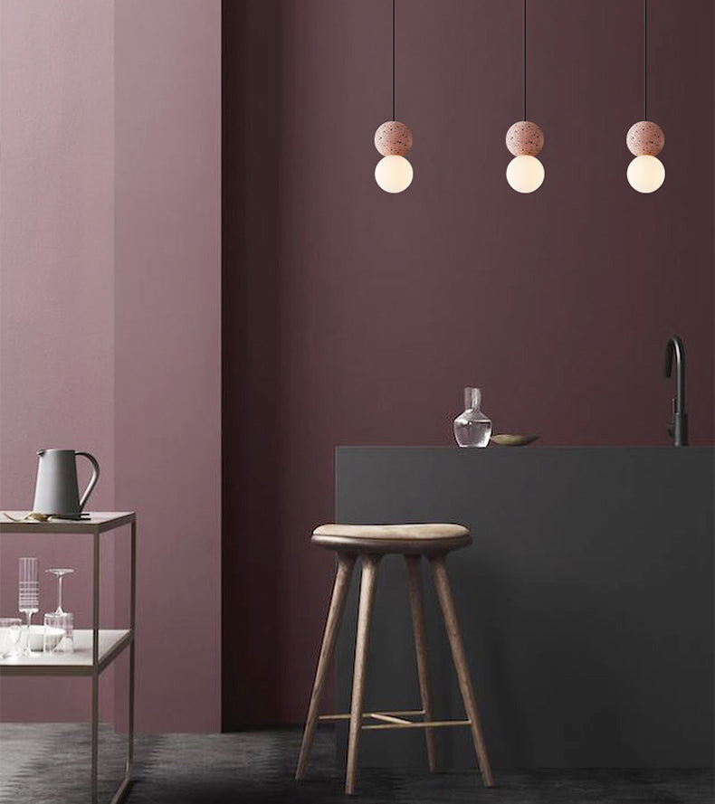 Sfera Camera da letto Accogliente Aiughting Stone Stone Stile Stile sospeso a sospensione Luce a sospensione