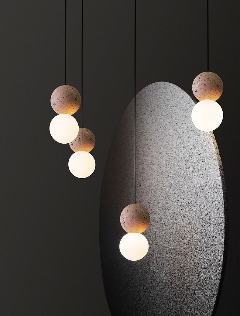 Sfera Camera da letto Accogliente Aiughting Stone Stone Stile Stile sospeso a sospensione Luce a sospensione