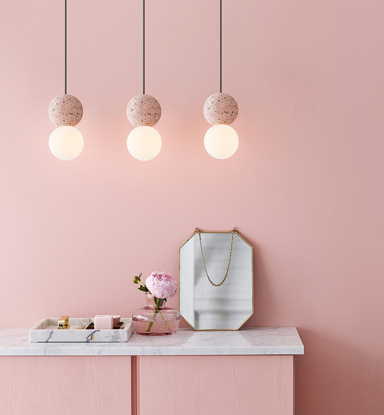 Sfera Camera da letto Accogliente Aiughting Stone Stone Stile Stile sospeso a sospensione Luce a sospensione