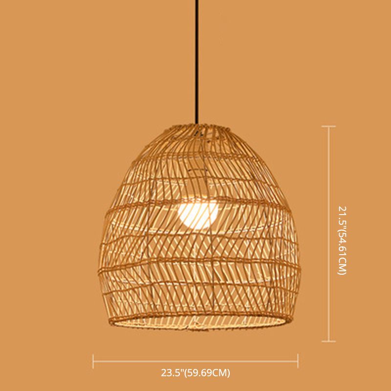 Bamboo Basket Ceiling Pendant Light Asia Style Suspension Pendant Light in Beige