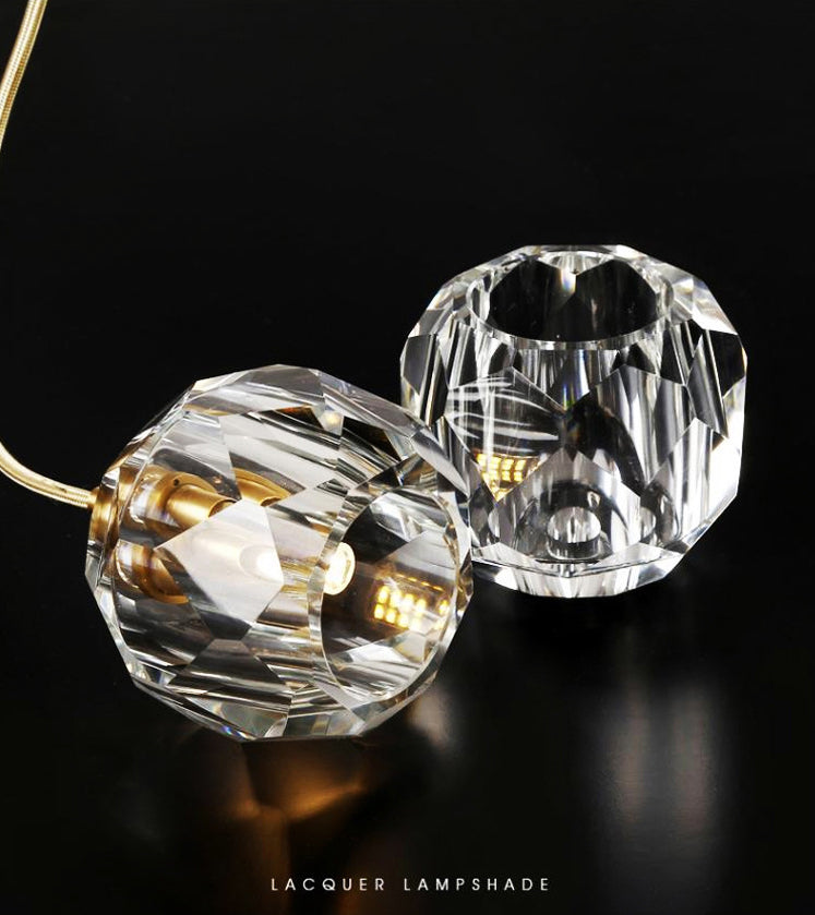 Cut Crystals Block Hanging Pendant Lights Luxury Style Pendant Light for Living Room