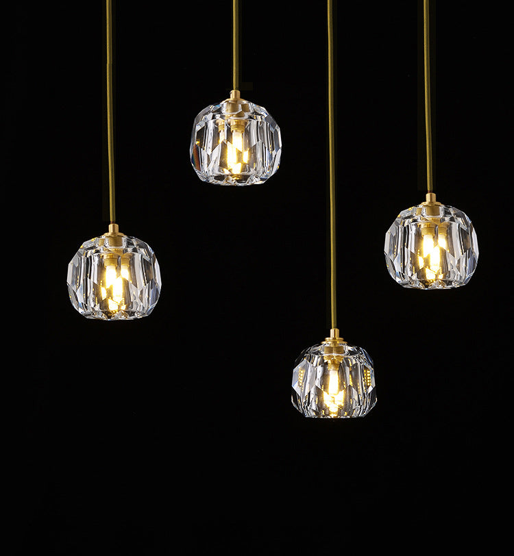 Cut Crystals Block Hanging Pendant Lights Luxury Style Pendant Light for Living Room