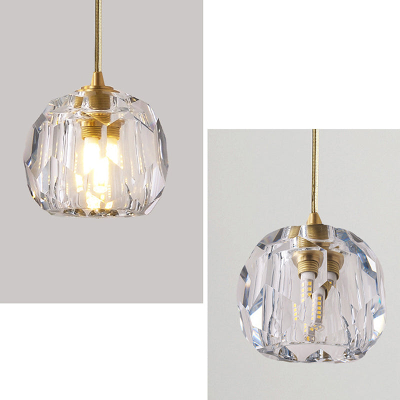 Cut Crystals Block Hanging Pendant Lights Luxury Style Pendant Light for Living Room