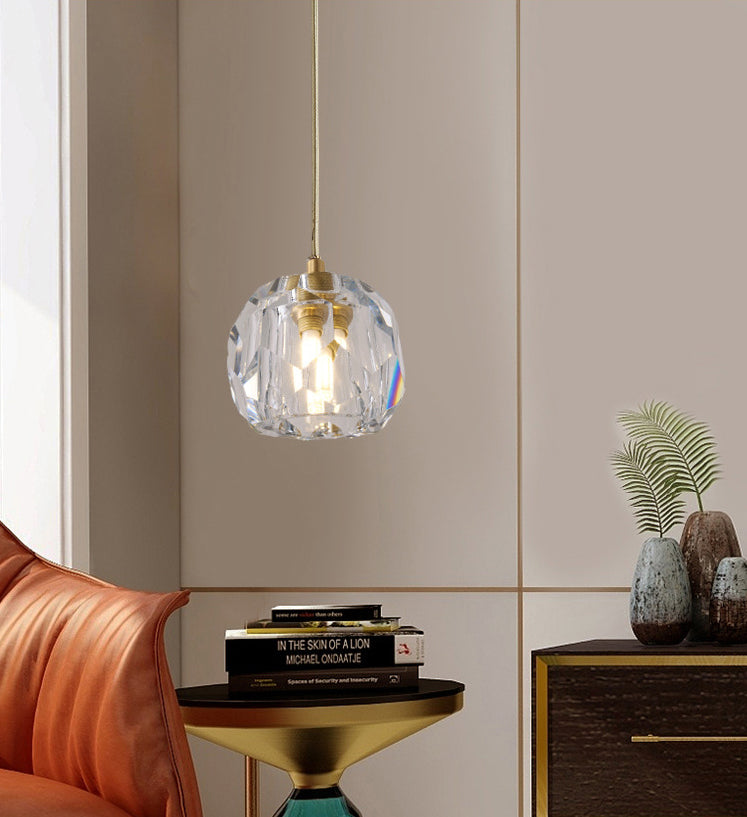 Cut Crystals Block Hanging Pendant Lights Luxury Style Pendant Light for Living Room