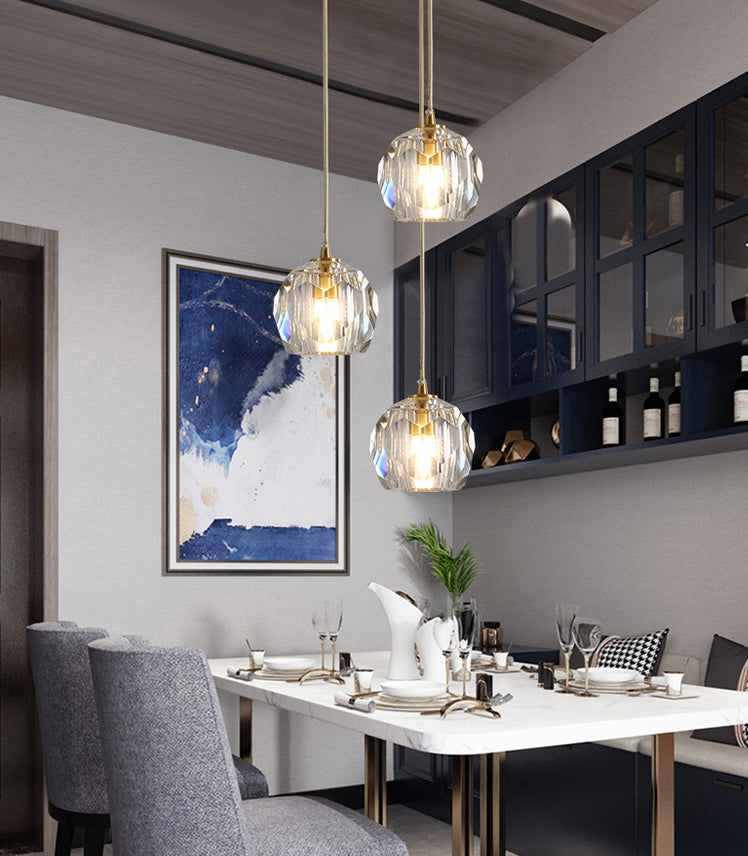 Cut Crystals Block Hanging Pendant Lights Luxury Style Pendant Light for Living Room
