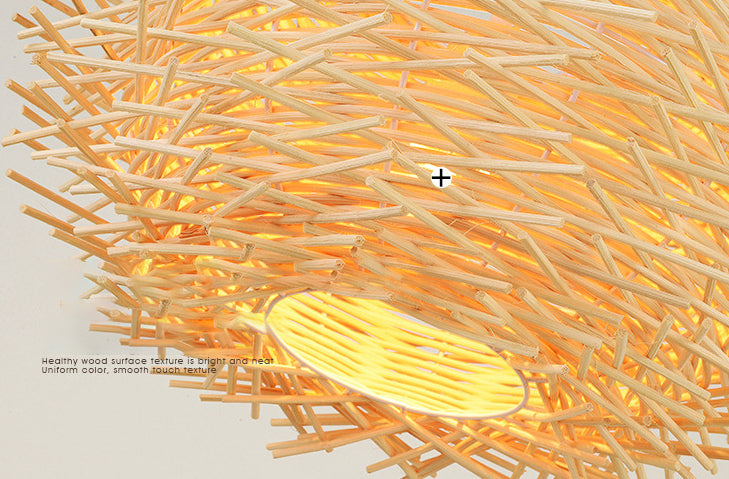 Asia -Stil Vogel Nest Hängende Leuchte Holz Esszimmer Anhänger Beleuchtungsstoffe