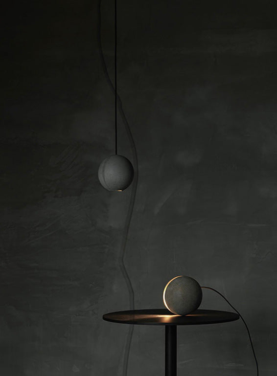 Creative LED Moon Hanging Light Fixtures Sphere Cement Hanging Lights for Indoor Decoration